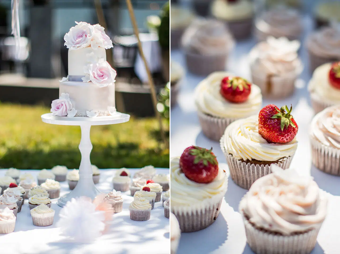 Bruidstaart en cupcakes