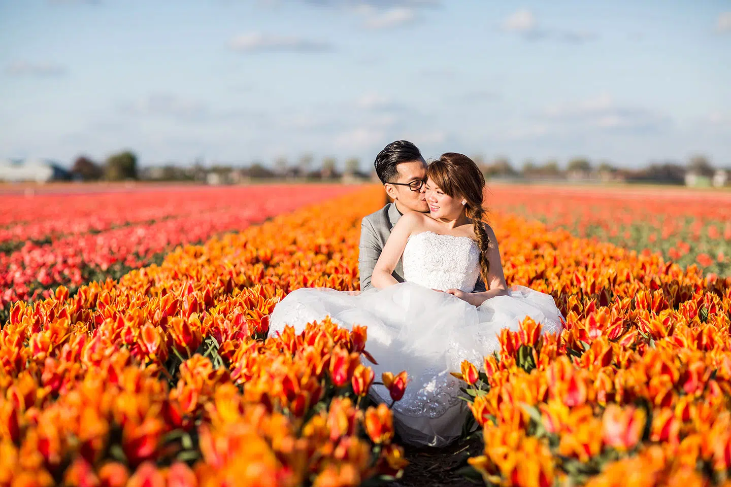 Prewedding photographer in the tulip fields of the Netherlands