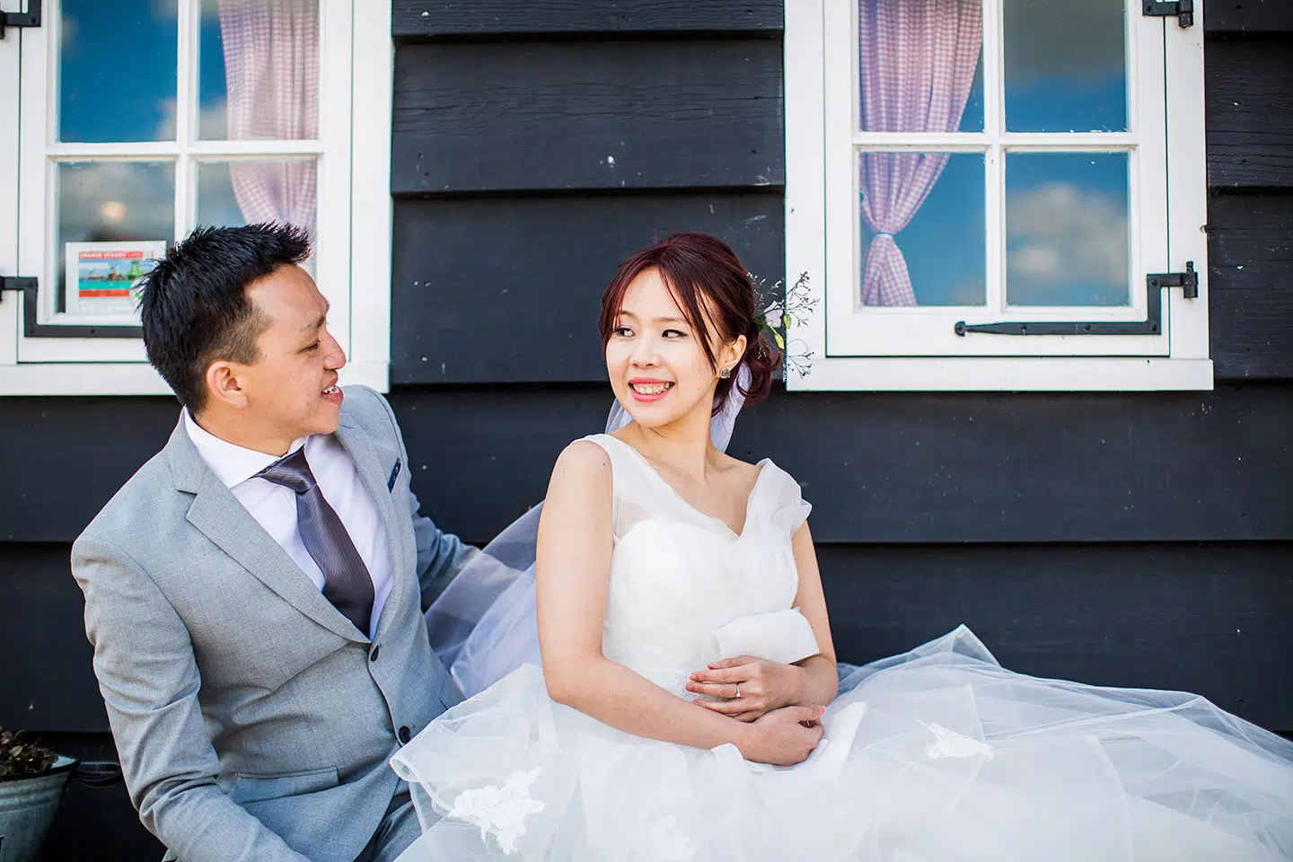 Asian couple during their pre-wedding photo shoot in the Netherlands, Europe