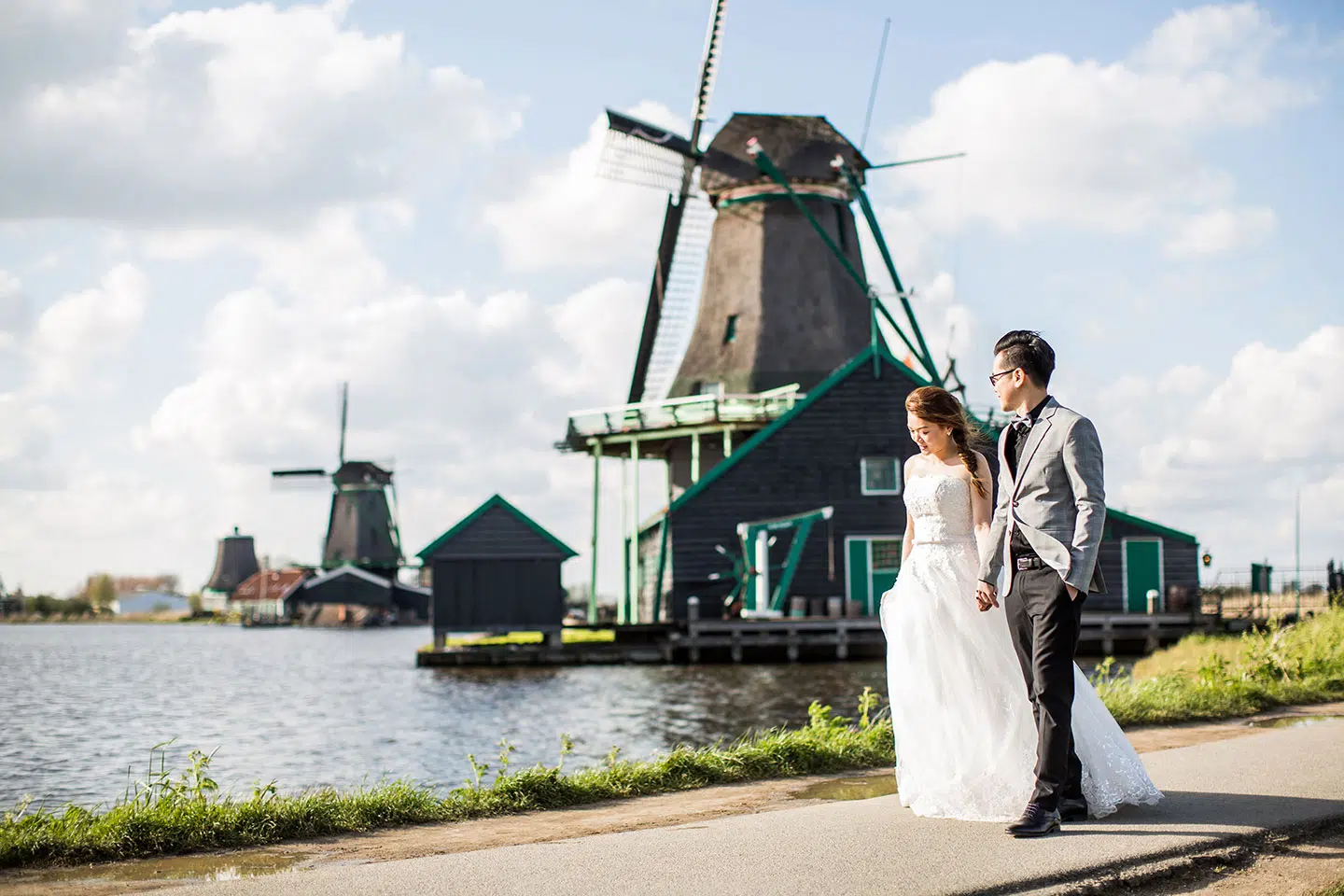 Windmills of Amsterdam during a pre-wedding shoot