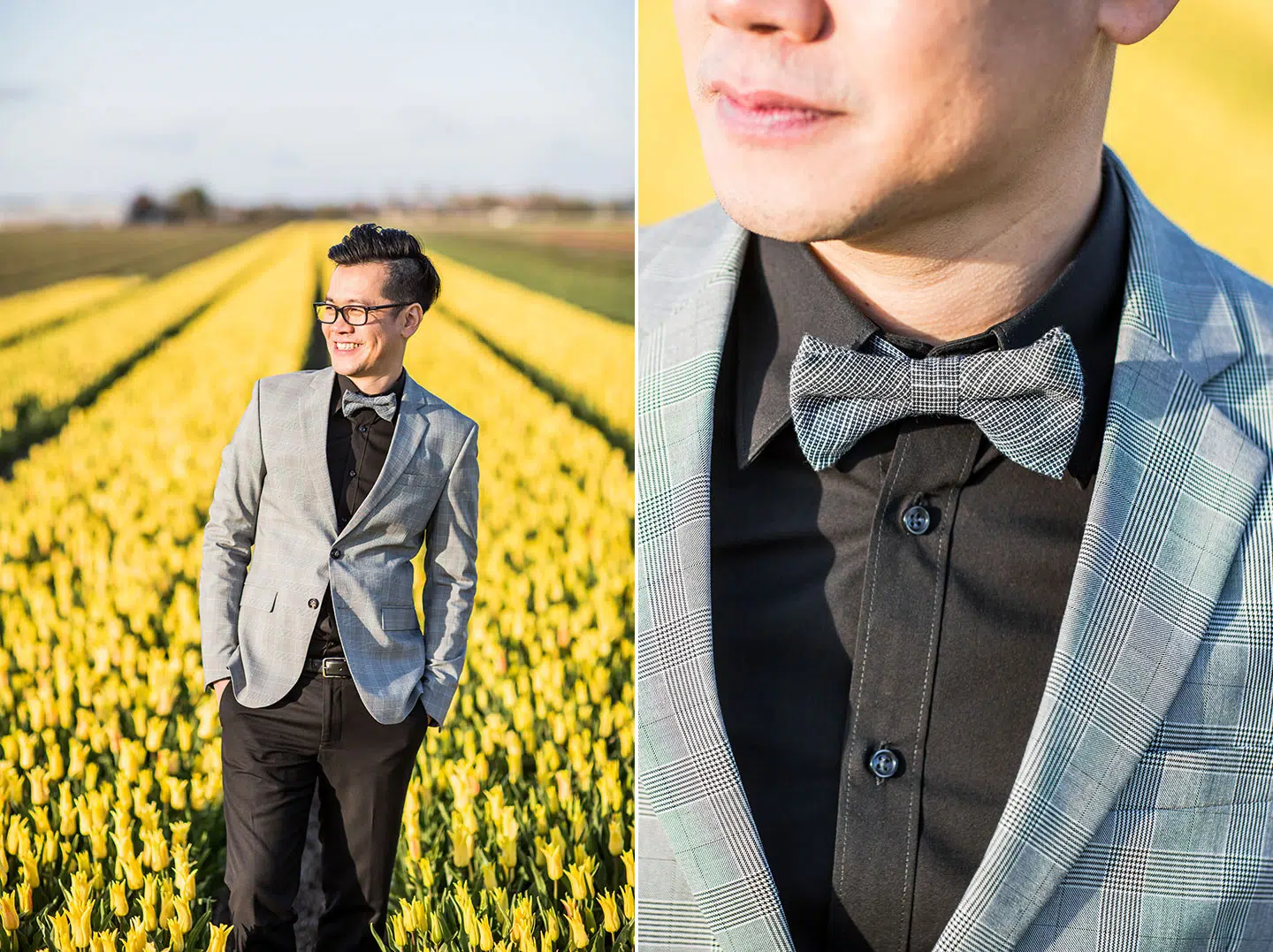 Asian groom during his prewedding shoot in Holland
