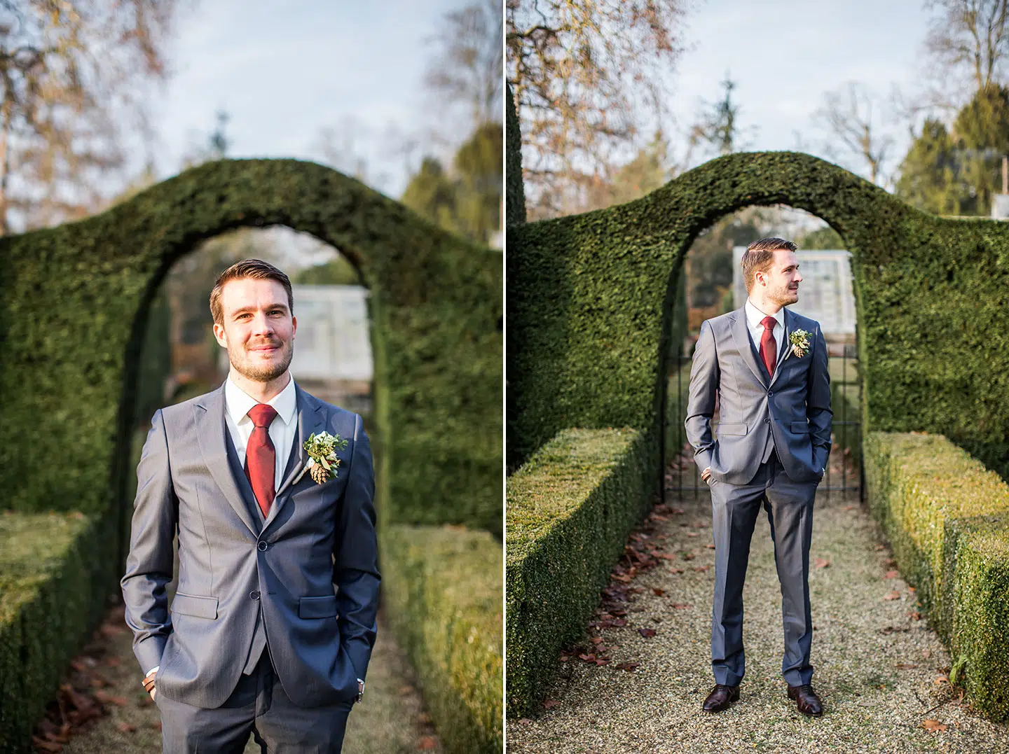 Bruidsreportage in de tuin van Kasteel Engelenburg
