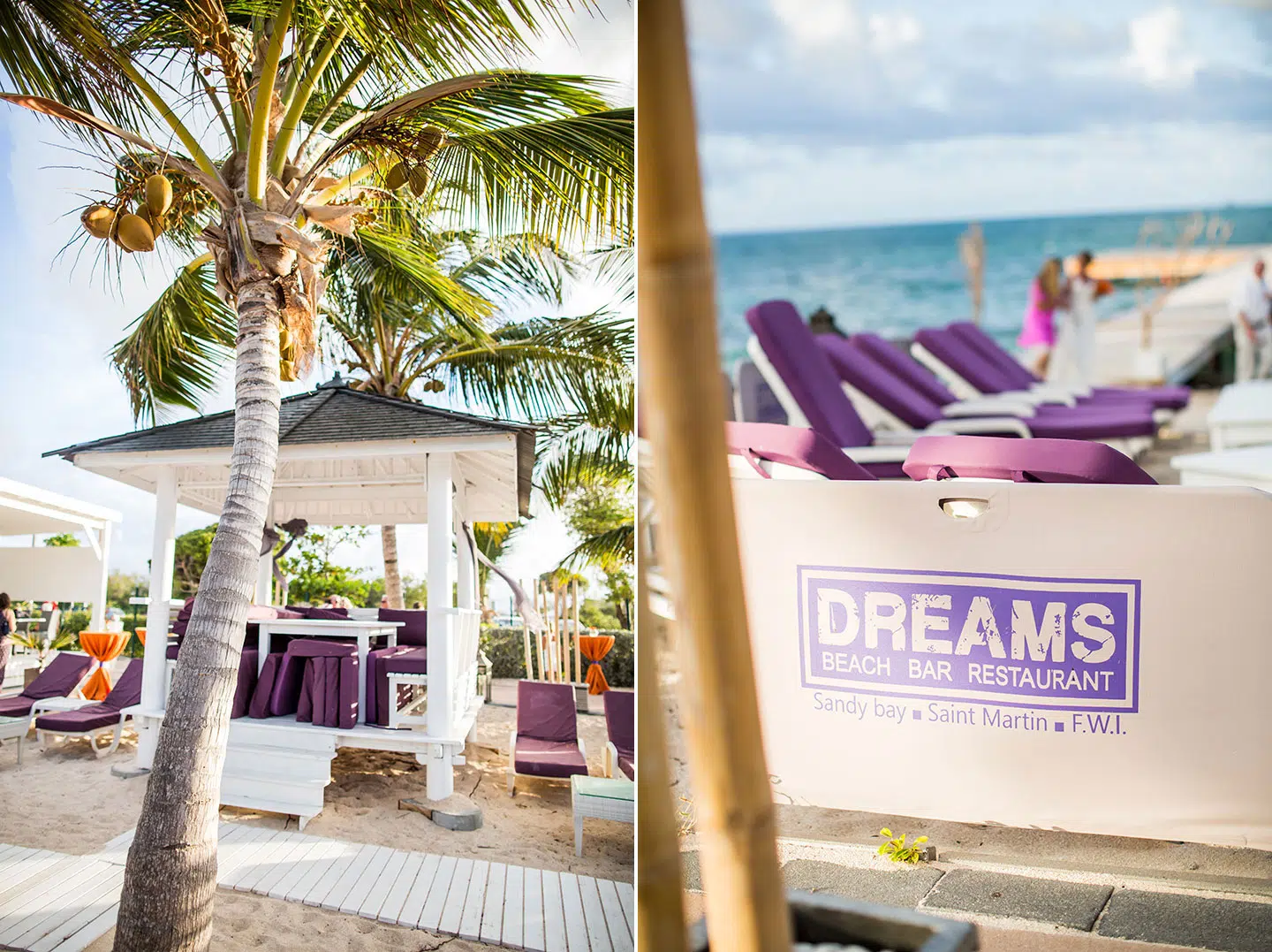 Beach wedding at the French West Indies beach bar Dreams