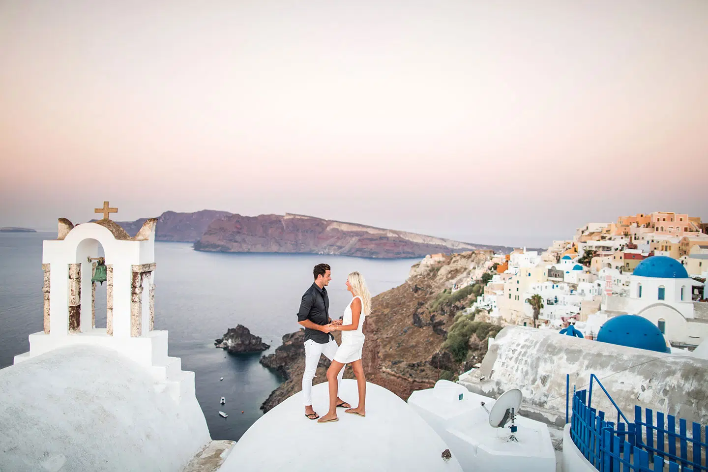 Santorini prewedding shoot at sunrise in Oia
