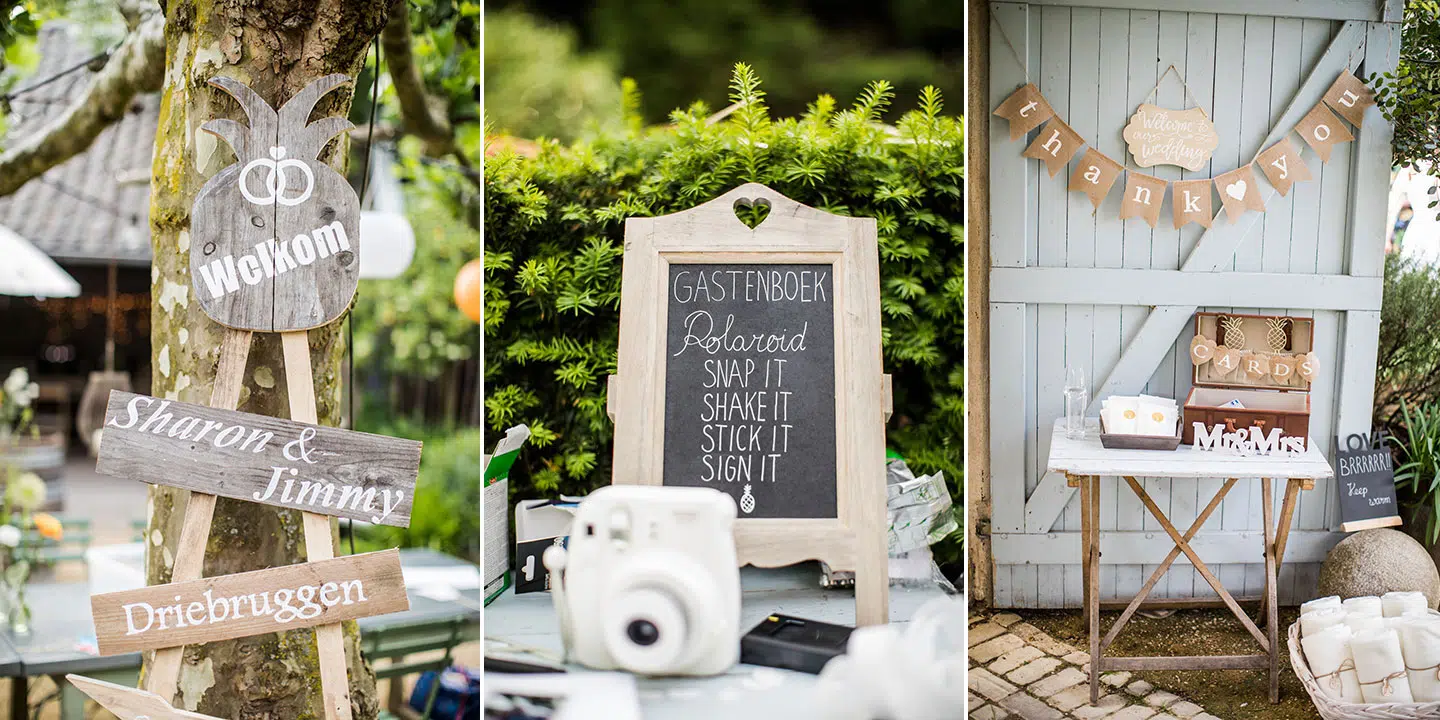 Decoratie bruiloft Domaine d'Heerstaayen