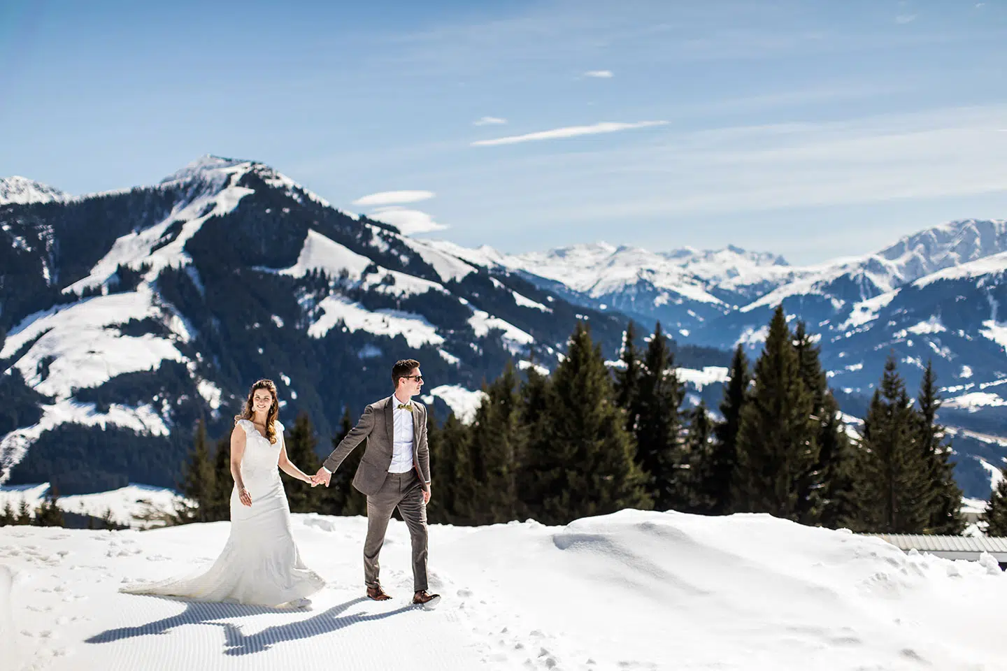 Fotografie bruiloft in de sneeuw in Oostenrijk