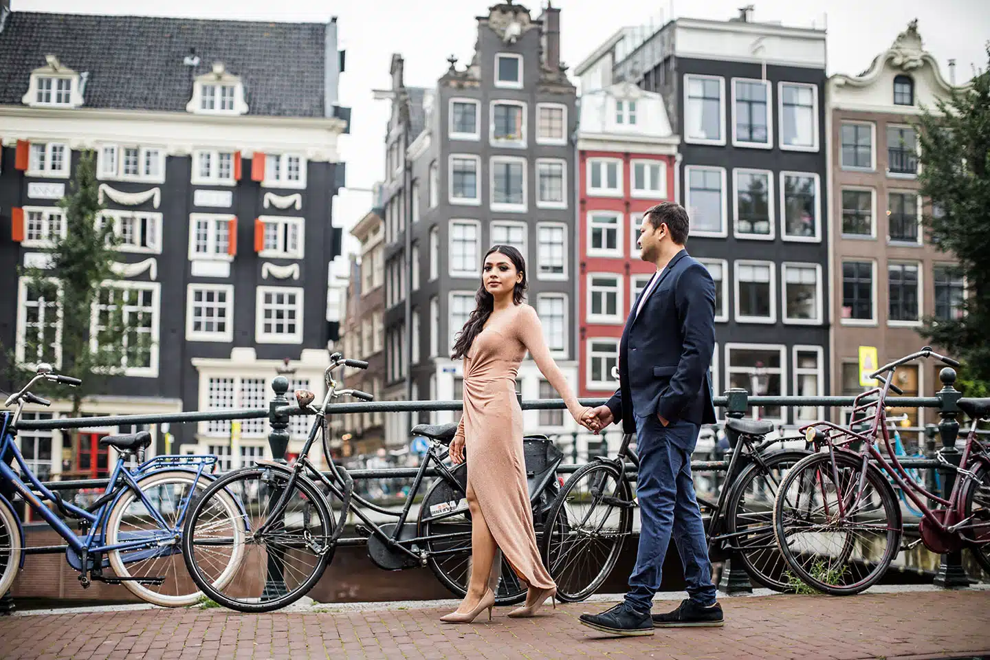 Amsterdam prewedding shoot of an Indian couple in love