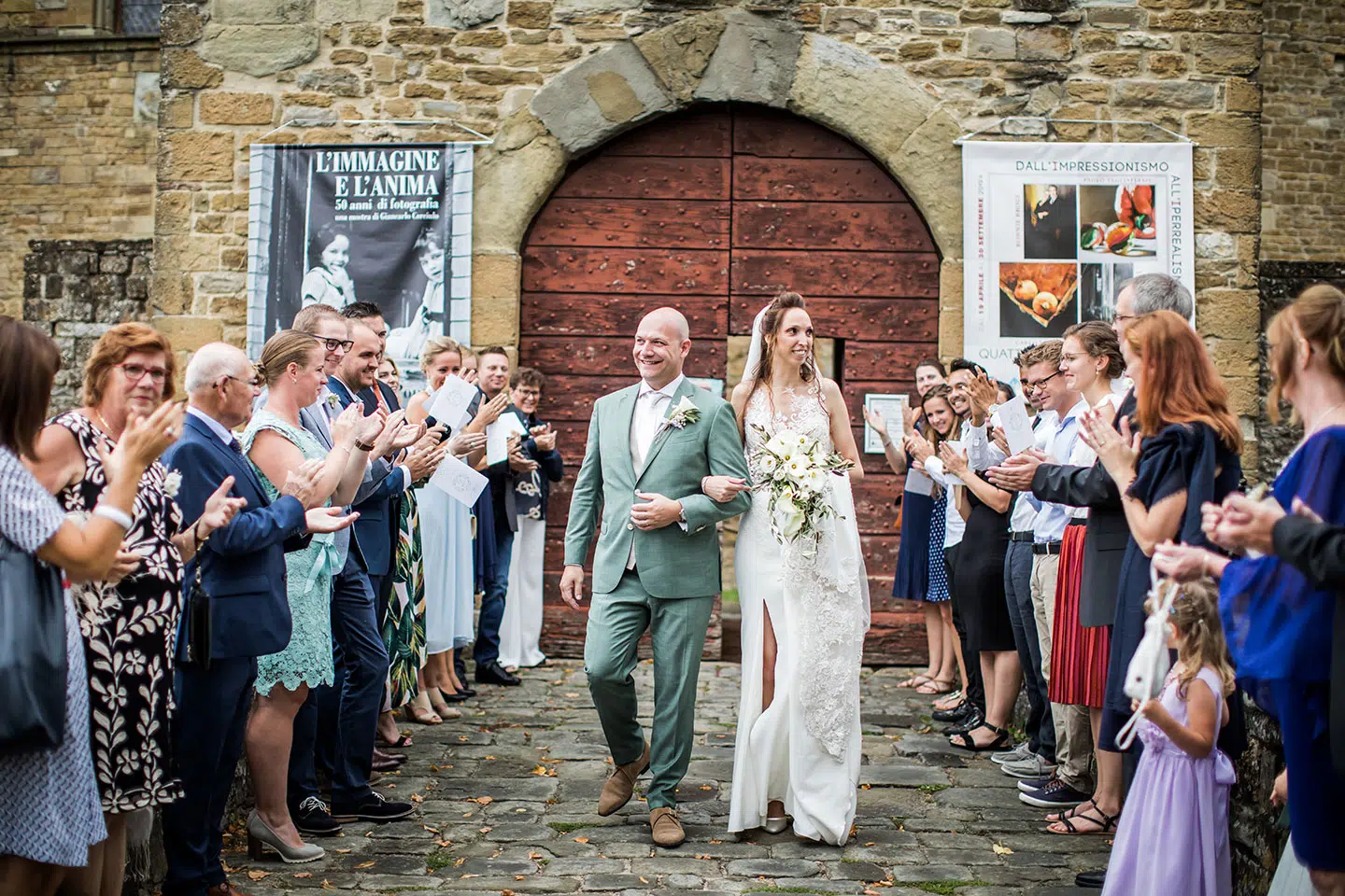 Bridal couple outside the Poppi Castle