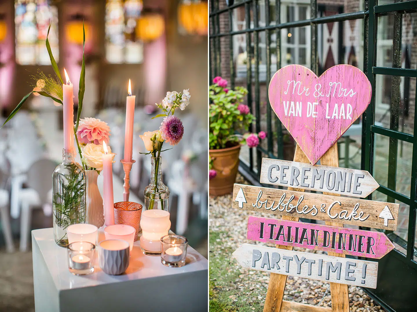 Decoratie van een bruiloft bij Klooster Bethlehem
