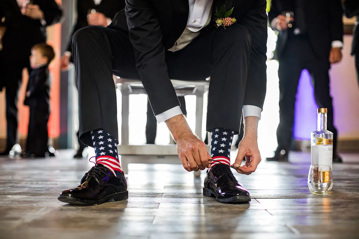 USA flag socks for a wedding in Florida