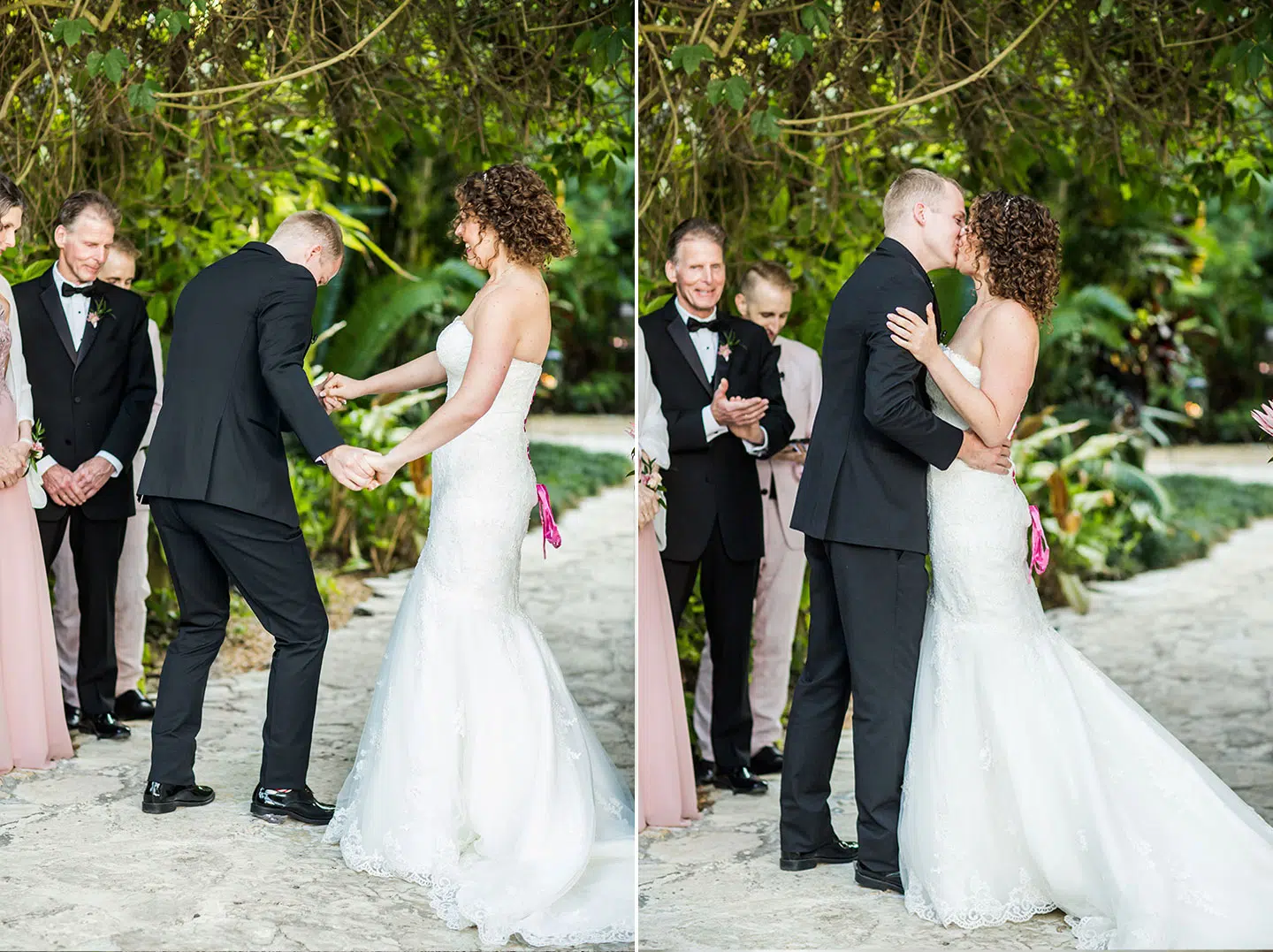 First kiss of the bridal couple at Historic Walton House