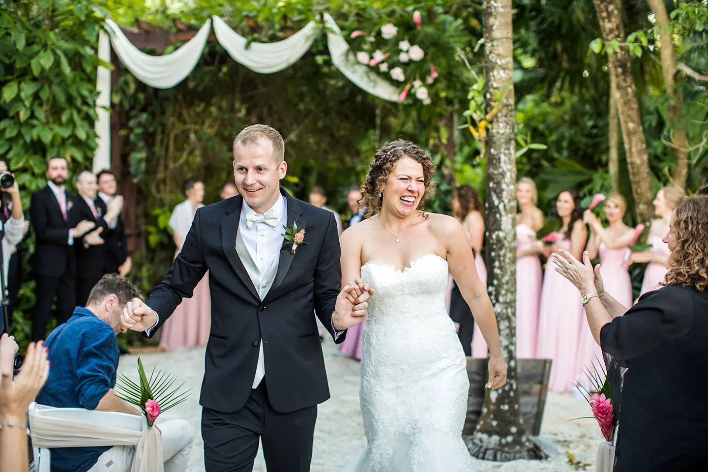 Couple smiling after their wedding ceremony at the Historic Walton House in south Florida