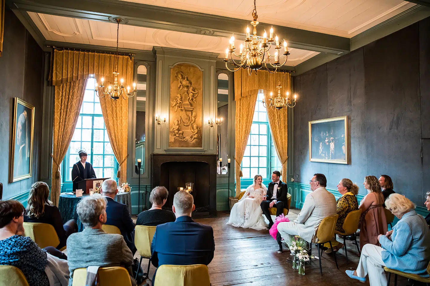 Ceremonie bruiloft bij Kasteel Wijenburg