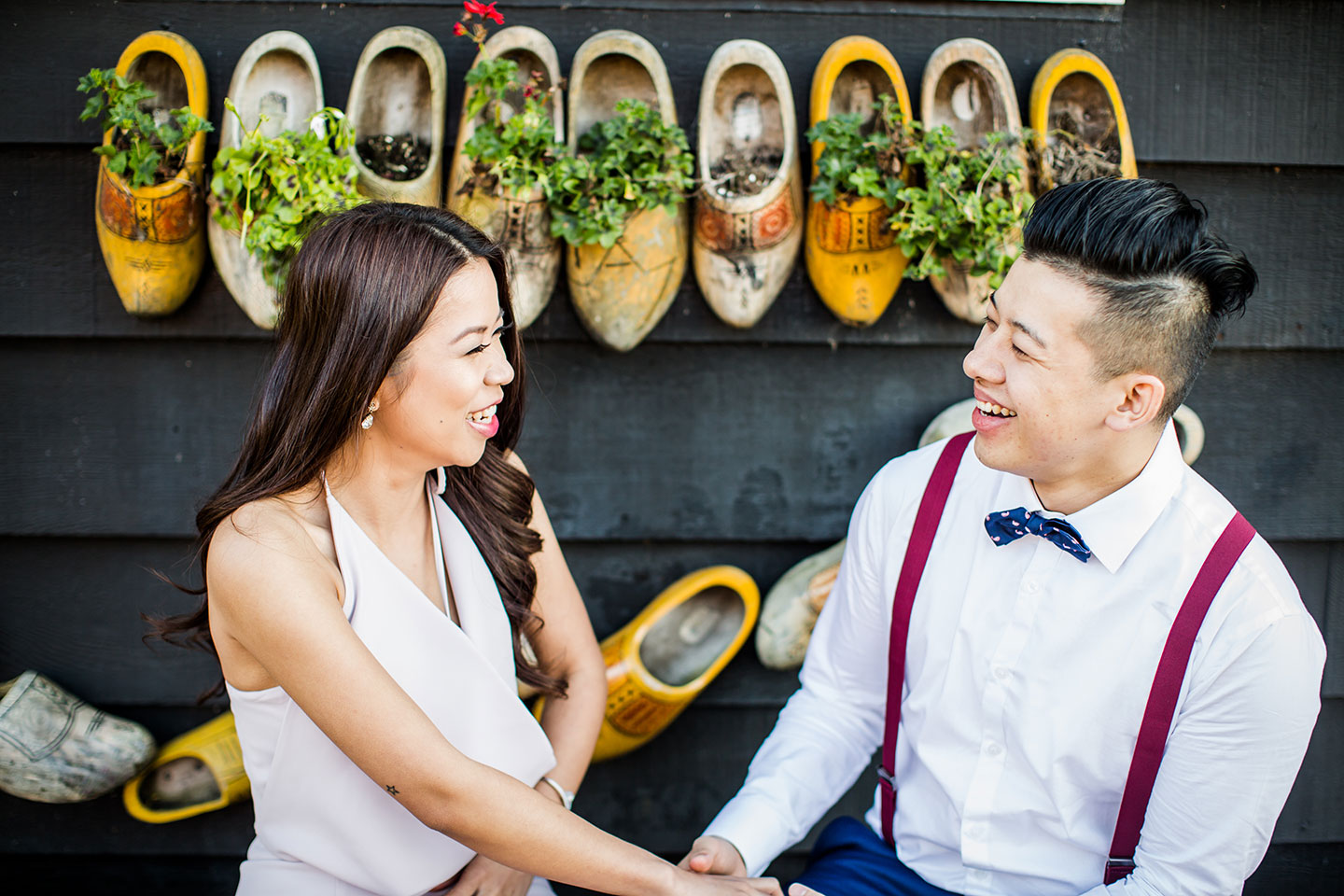 Prewedding shoot with wooden shoes in the Netherlands