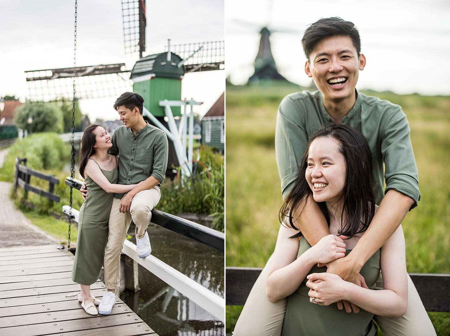 Prewedding shoot at Zaanse Schans with windmill