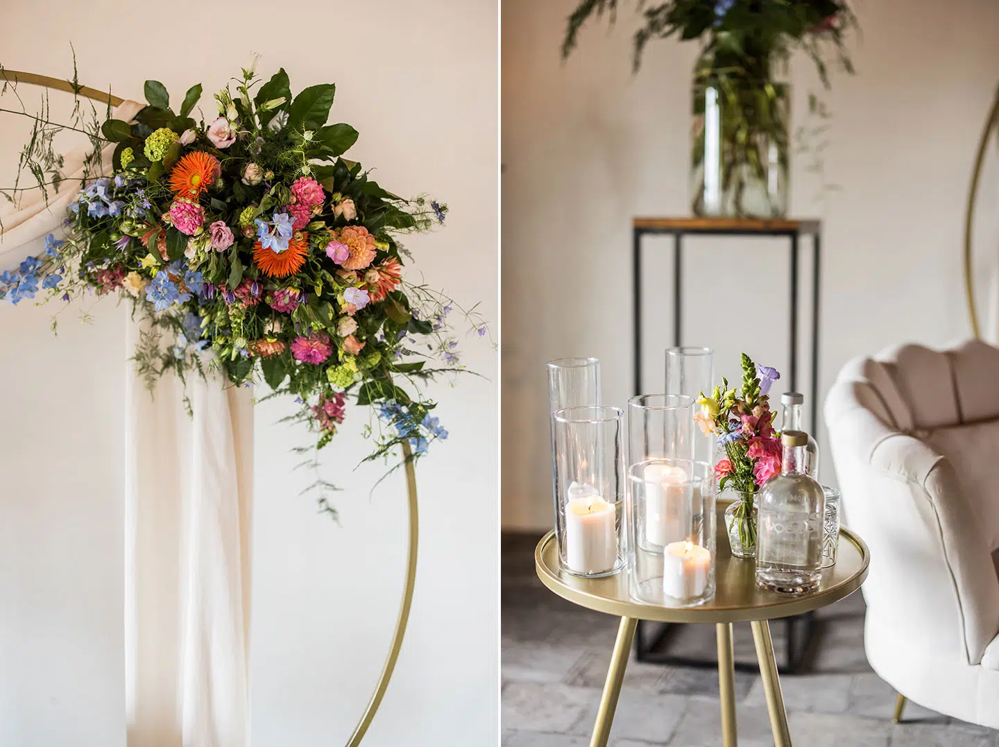 Decoratie van een bruiloft bij Kasteel Woerden